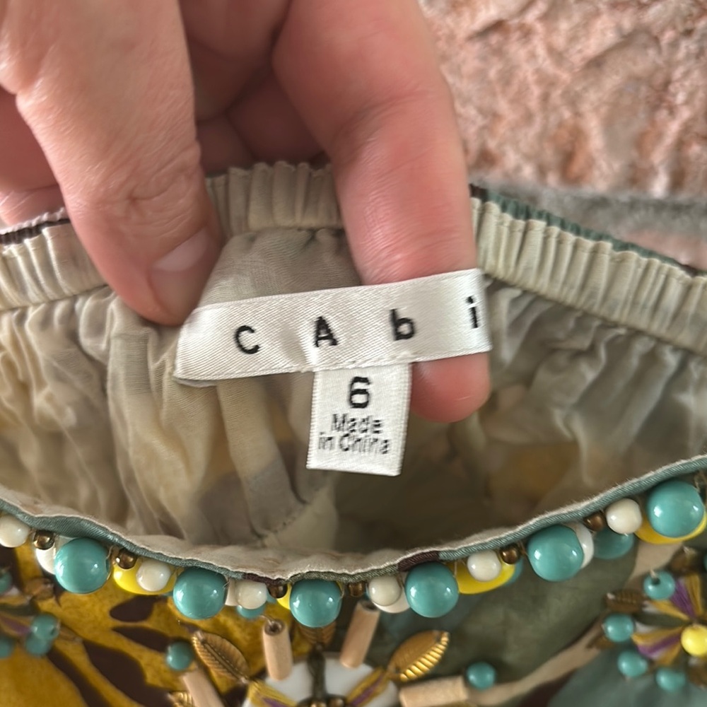 CAbi Beaded Dress with Turquoise and Yellow Accents sz 6 - Picture 5 of 11